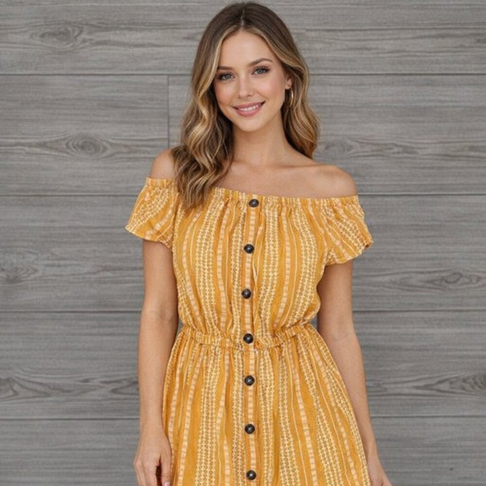 J for Justify Mustard and Cream Patterned Top